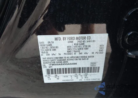 2025 Ford Police Interceptor from USA, damaged, VIN 1FM5K8ABXSGA54586